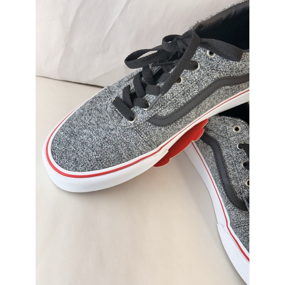 Vans Unisex Old Skool Youth 7 Sneakers Lace Up Low Shoes Grey Black Red - Picture 14 of 16